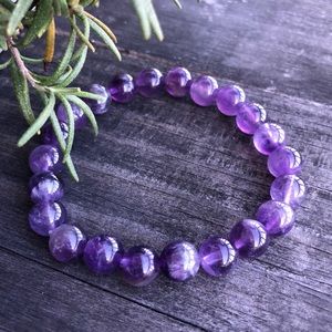 New Authentic Amethyst Bead Stretch Bracelet 💜